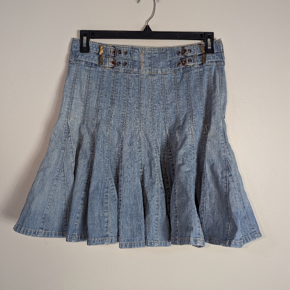 5/6‎ Apple Bottoms Pleated Light Wash Y2K Vintage Denim Skirt